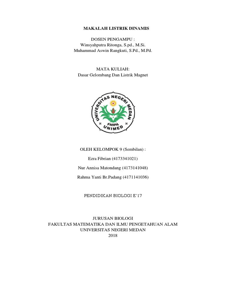Makalah Listrik Dinamis Kelompok 9