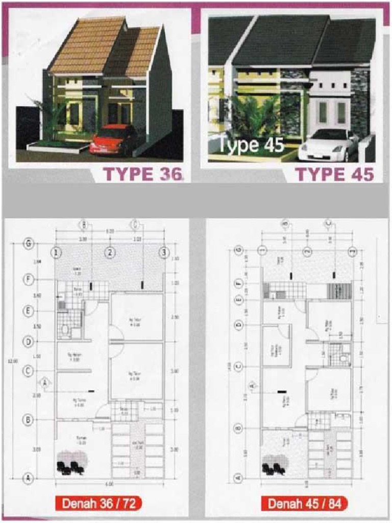 Denah Rumah 3 Kamar Type 45