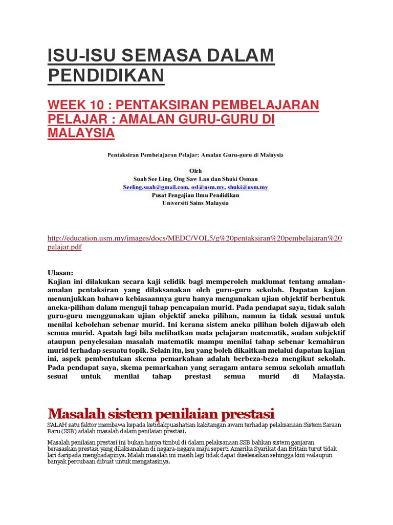 Isu Pendidikan Di Malaysia  PDF