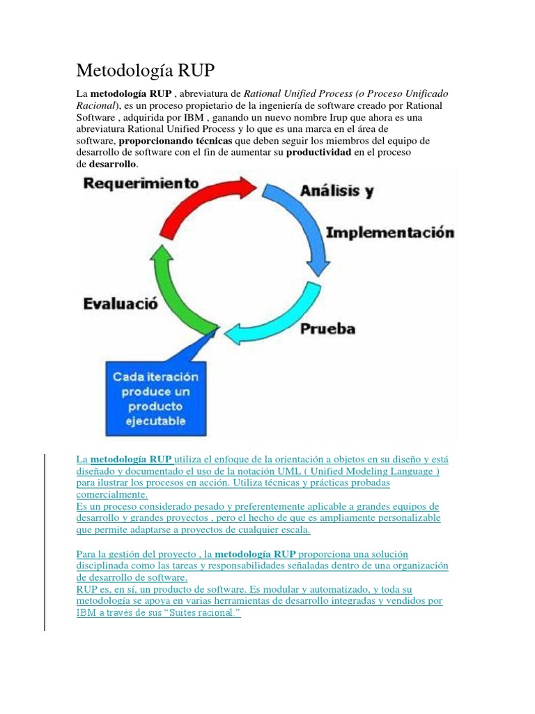 Metodología RUP | PDF | Ingeniería de software | Lenguaje de modelado ...