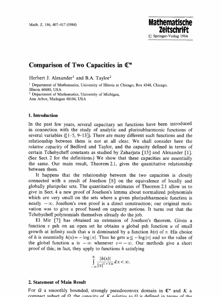 Comparison of Two Capacities | PDF | Polynomial | Function (Mathematics)
