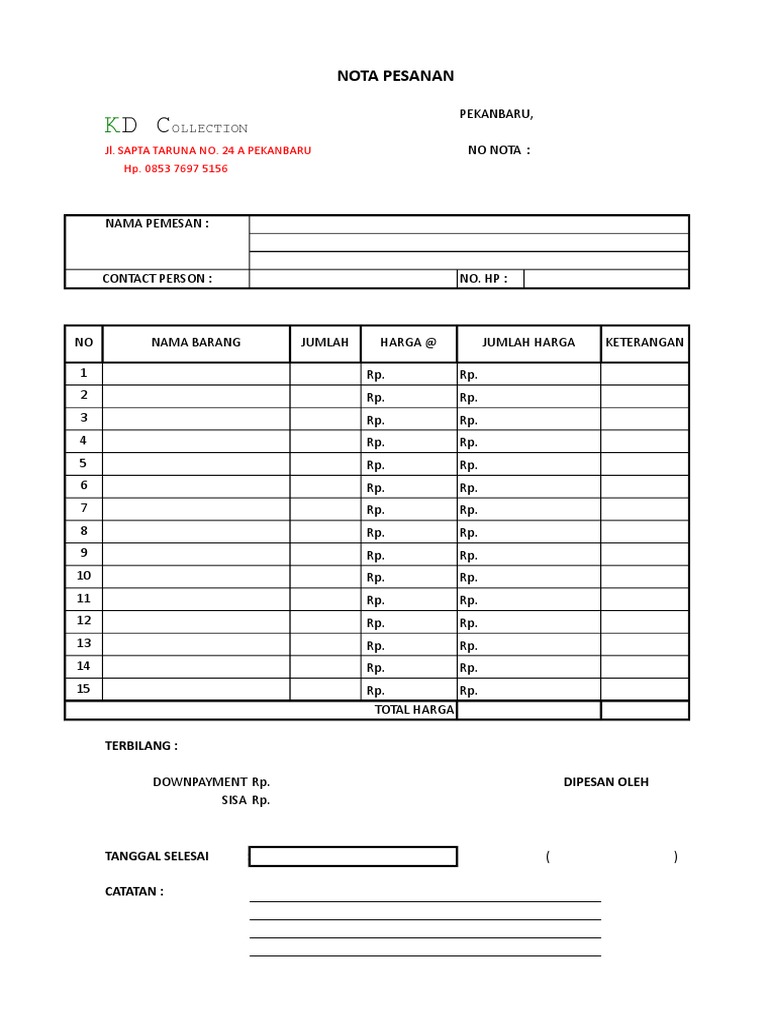 Nota Pesanan | PDF