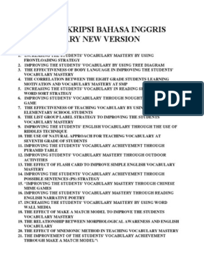 49 Judul Skripsi Bahasa Inggris Vocabulary New Version Vocabulary Neuropsychological Assessment