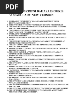 49 Judul Skripsi Bahasa Inggris Vocabulary New Version Vocabulary Neuropsychological Assessment