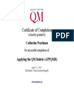 Applying QM Rubric Certificate