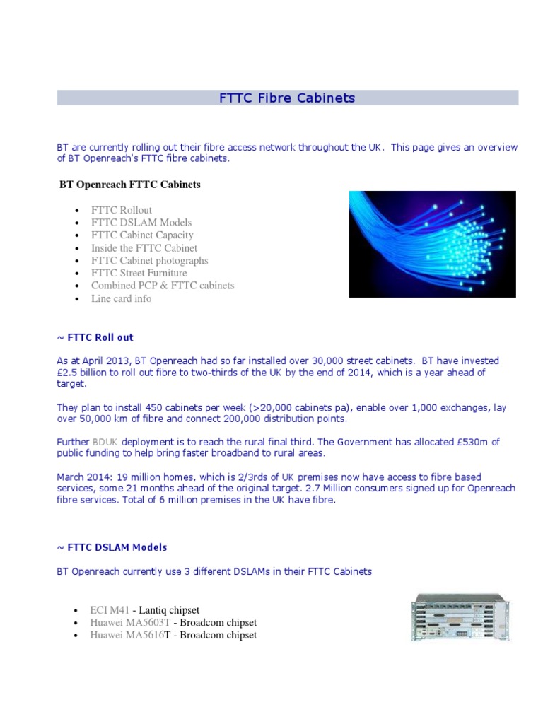 Fttc Fibre Cabinets Fiber To The X Telecommunications Equipment
