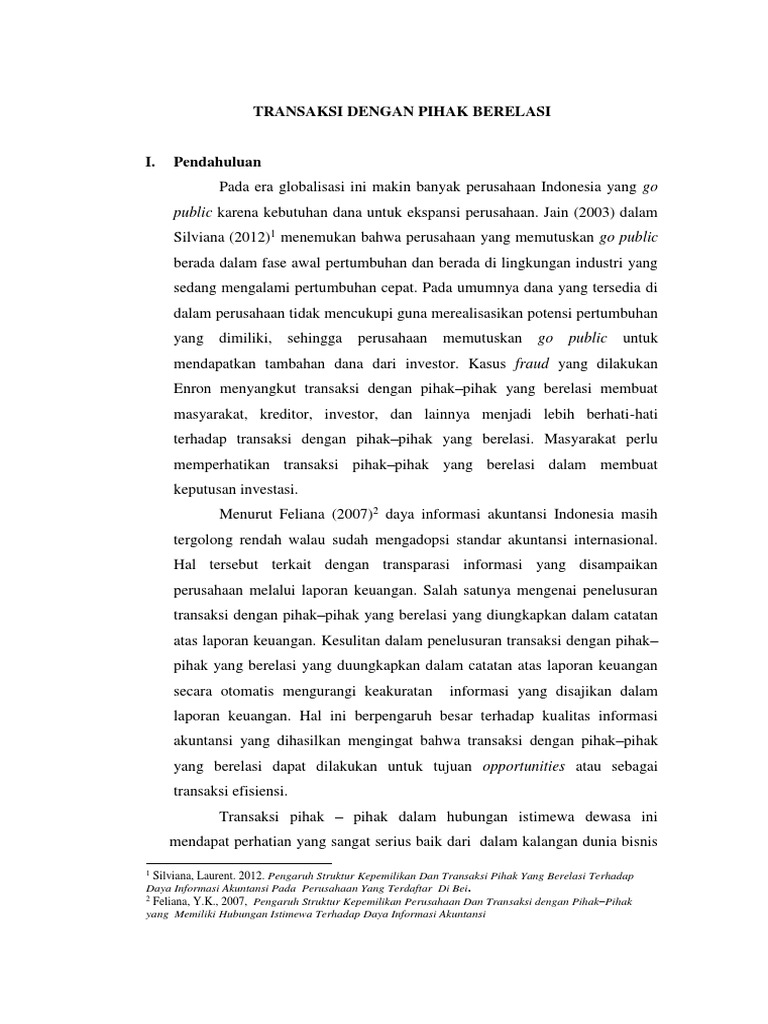 Transaksi Pihak Berelasi dalam Akuntansi | PDF