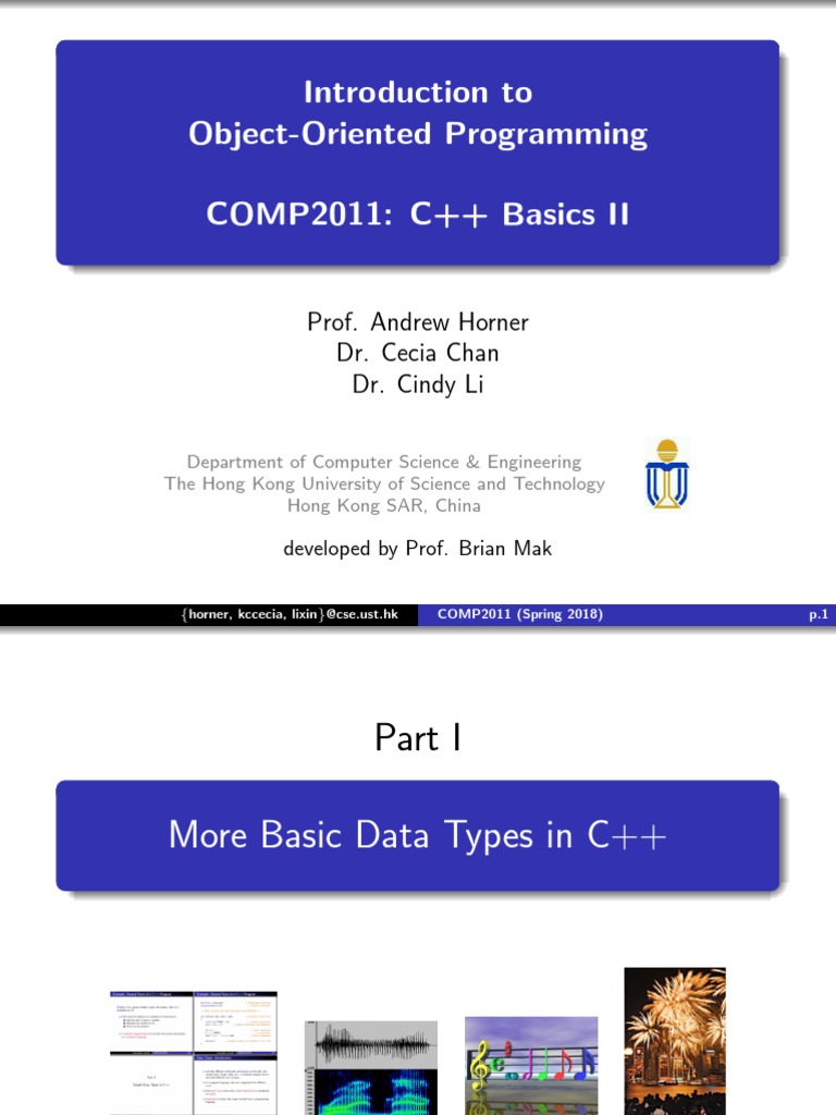 Introduction To Object-Oriented Programming COMP2011: C++ Basics II ...