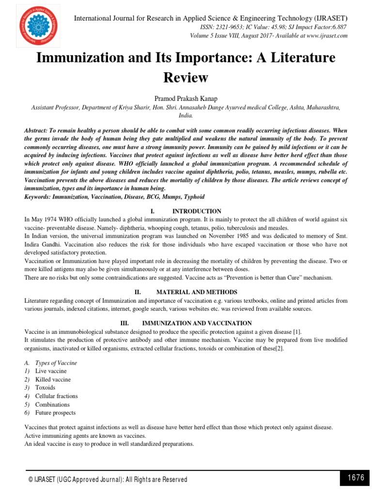 Immunization and Its Importance: A Literature Review | PDF | Vaccines ...