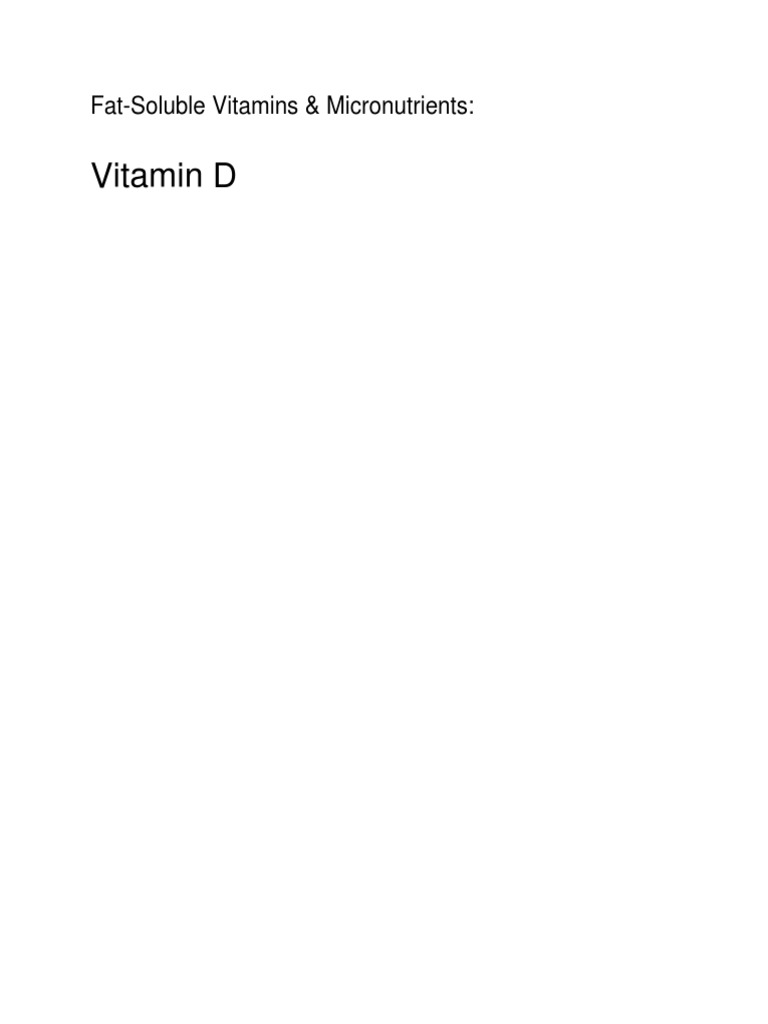 Vitamin D FatSoluble Vitamins & Micronutrients PDF Vitamin D