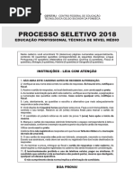 Prova CEFET RJ 2018