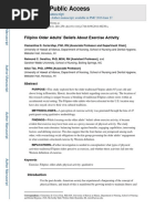 Filipino Older Adults’ Beliefs About Exercise Activity