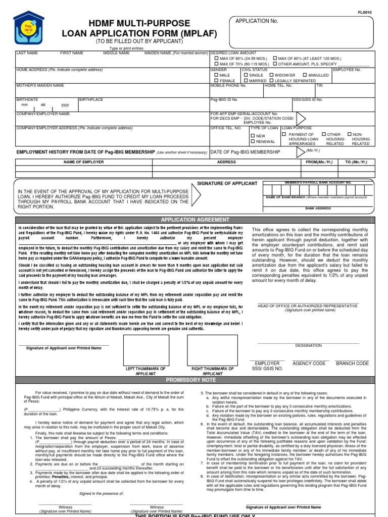 Pag-ibig Salary Loan Form (PDF) | Loans | Interest