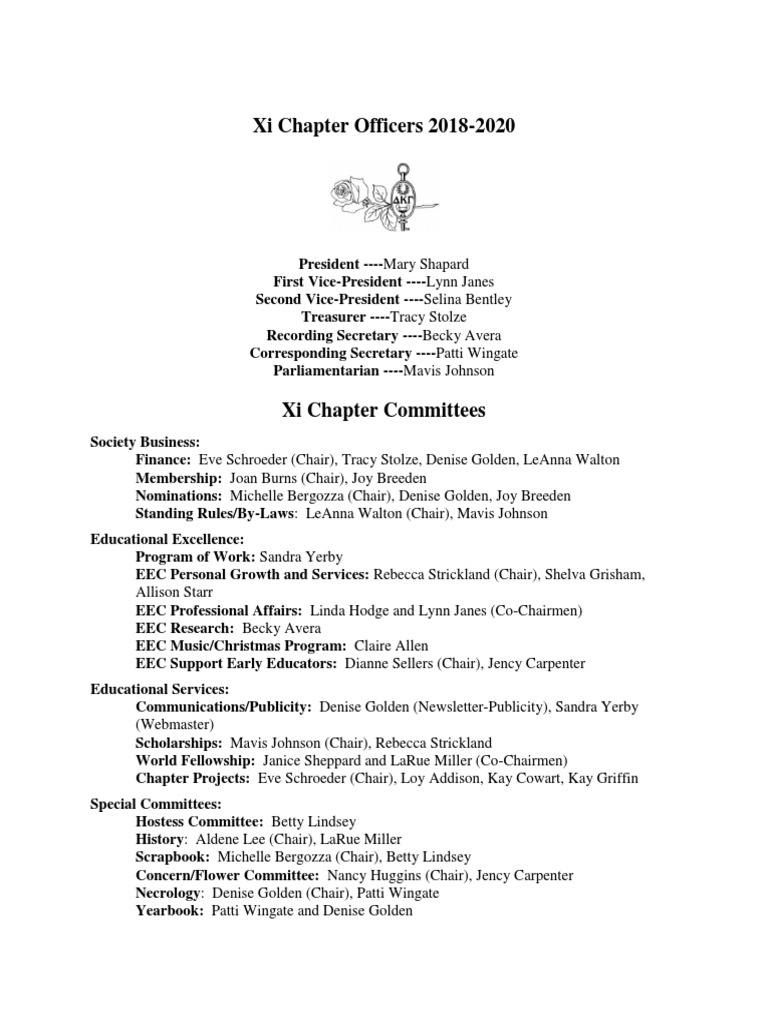 Xi Chapter Officers 2018 | PDF