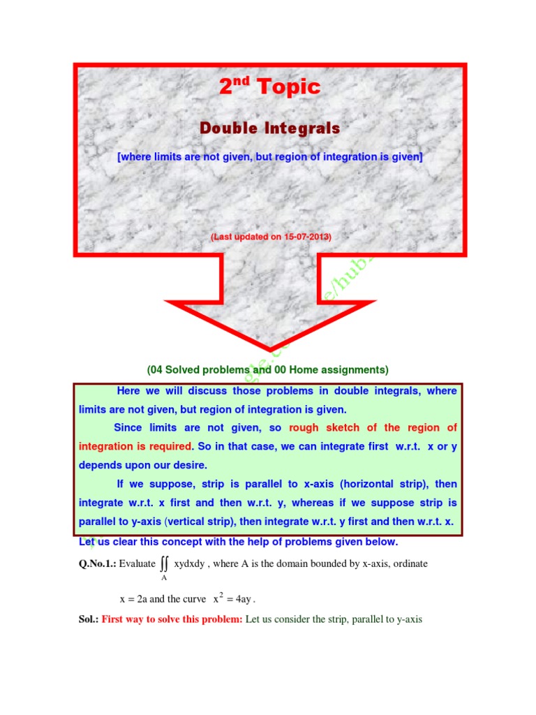 Calculating Double Integrals Over Regions Defined Geometrically Rather ...