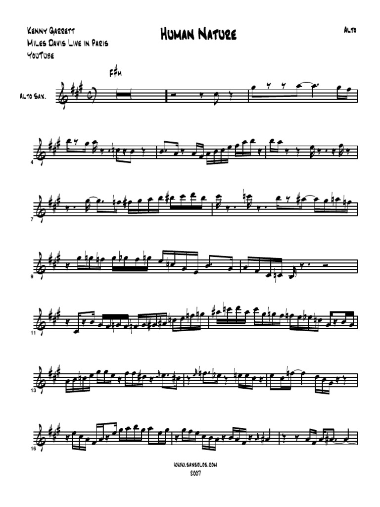 Kenny Garrett Human Sheetmusic Trade Com. | PDF | Saxophone