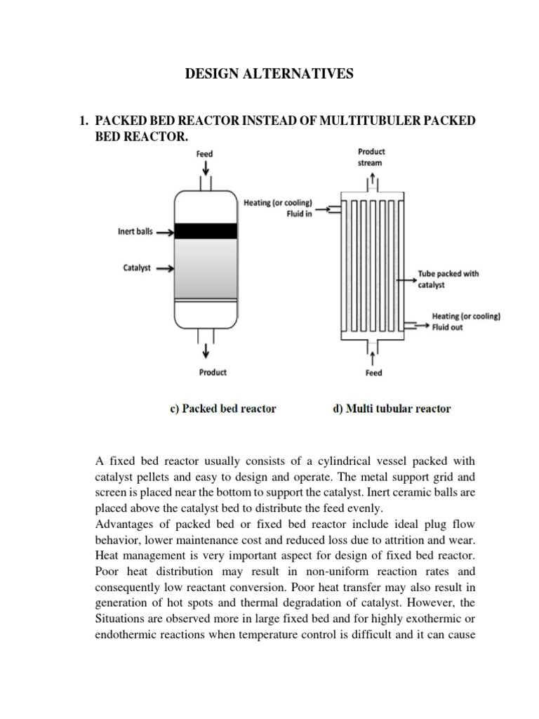 Design Alternatives: 1. Packed Bed Reactor Instead of Multitubuler ...