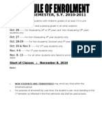 Schedule of Enrolment 2nd Sem 2010-2011