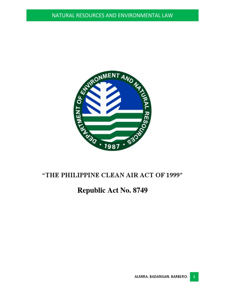 Clean Air Act of 1999 and Solid Waste Management Act of 2000 PDF