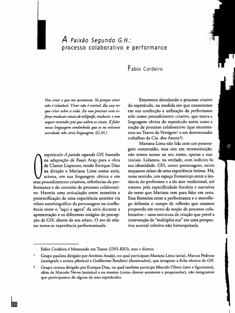 A Paixão segundo GH.pdf Ator Cães