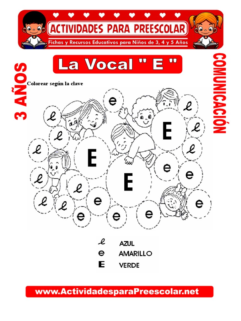 La Vocal E para Niños de 3 Años | PDF