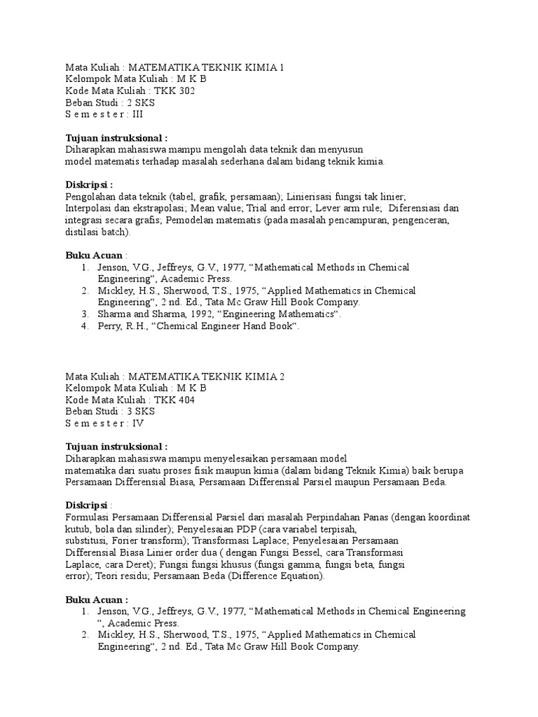 Matematika untuk Teknik Kimia | PDF | Metode & Bahan Ajar | Teknologi ...