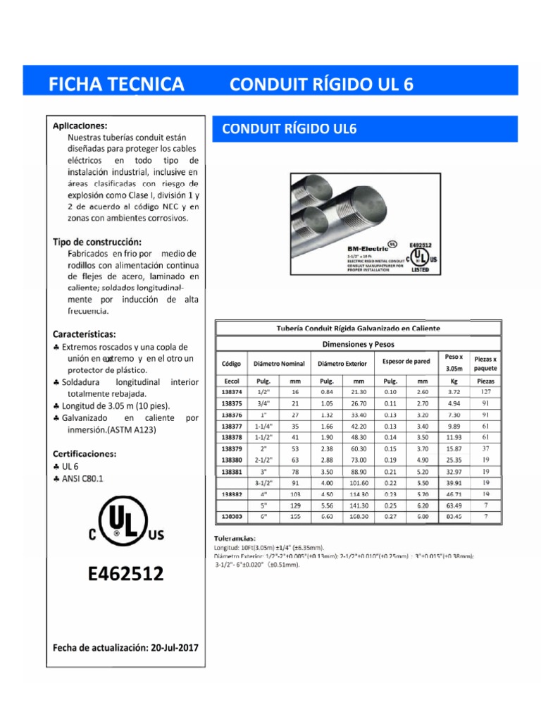 Tuberia Conduit Rígida Ul6-Union-Curva - Bm-Electric PDF | PDF