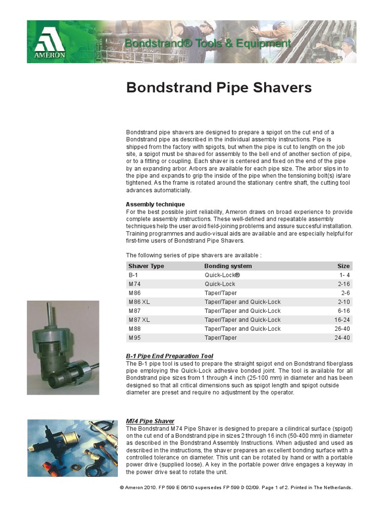 Bondstrand Pipe Shavers PDF | PDF | Tap (Valve) | Pipe (Fluid Conveyance)