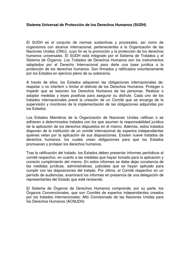 Sistema Universal de Protección de DDHH | PDF | Derechos humanos ...