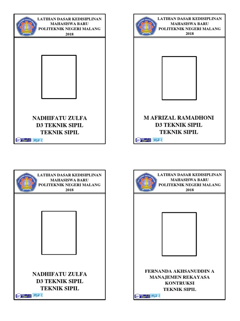 Name Tag Mahasiswa Baru 2018 | PDF