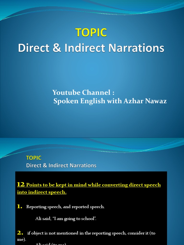 Direct Indirect Narrations Spoken English With Azhar Nawaz Question Languages