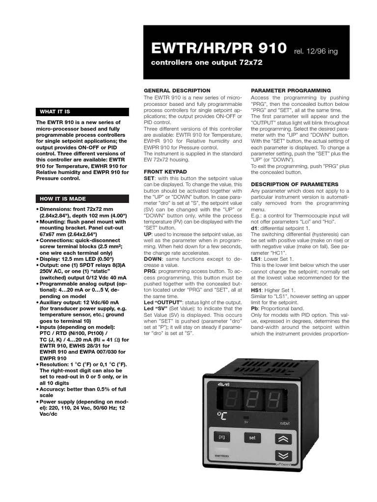 EWTR 910 Process Controller Manual | PDF | Power Supply | Manufactured ...