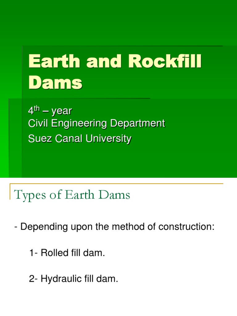 Earth and Rockfill Dams: 4 - Year Civil Engineering Department Suez ...