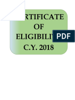 Certificate OF Eligibility C.Y. 2018