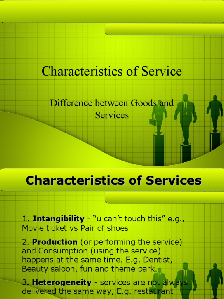 Characteristics of Service Difference Between Goods and Services PDF