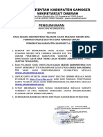 Daftar Peserta Yang Lulus Dan Tidak Lulus Seleksi Administrasi CPNSD Di Lingkungan Pemerintah Kabupaten Samosir Tahun 2018