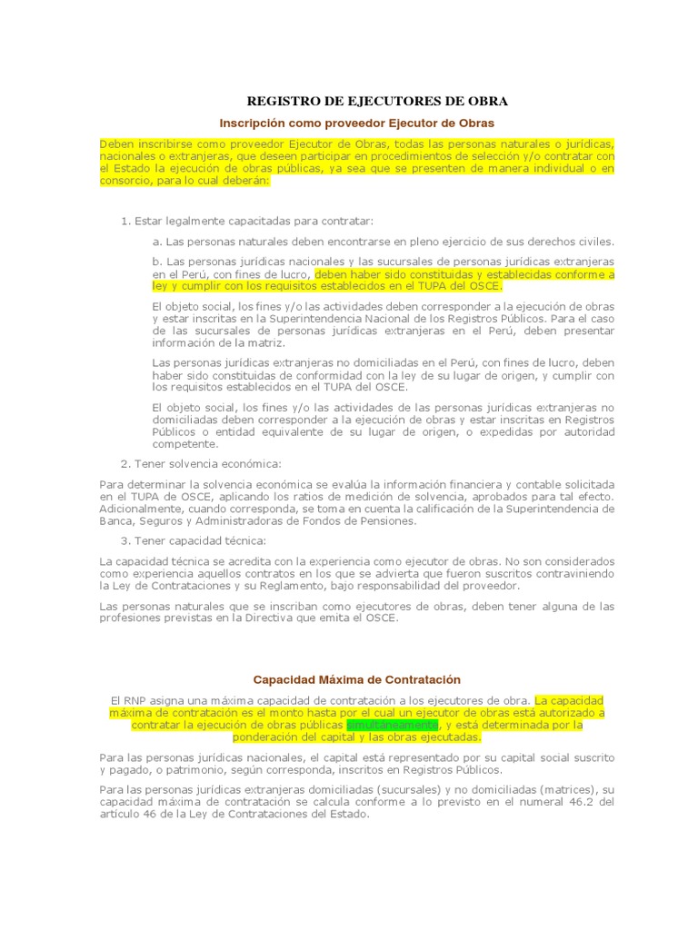 Requisitos para Ejecutores de Obras 2025 | PDF | Sociedad de ...