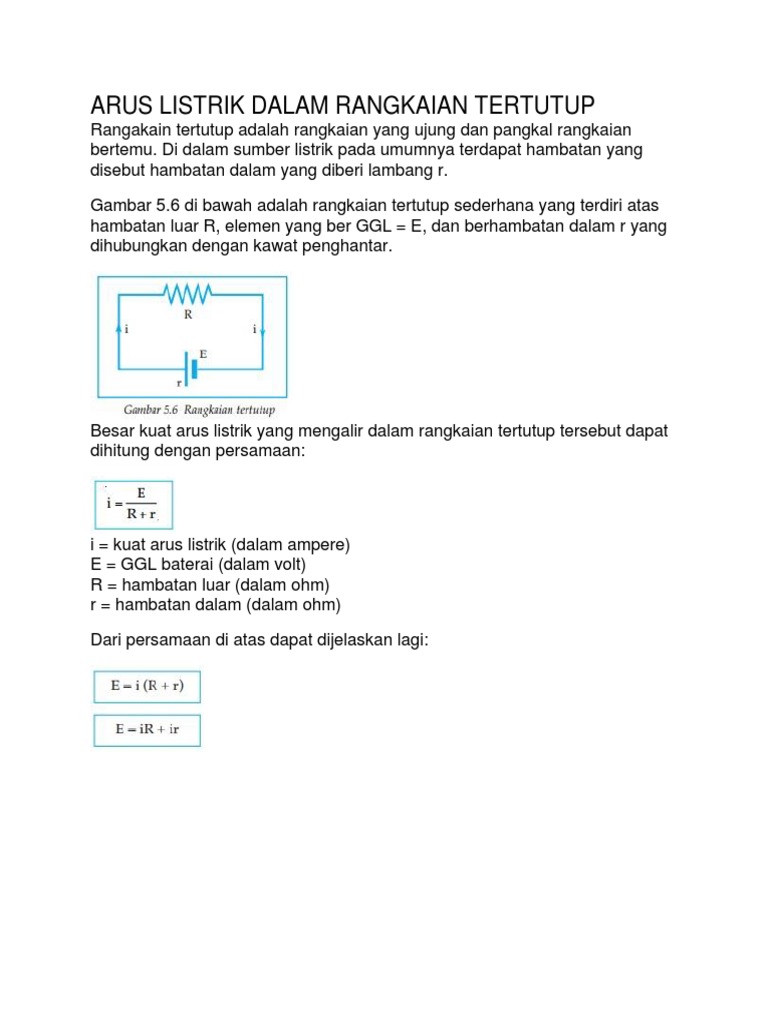 Arus Listrik Dalam Rangkaian Tertutup