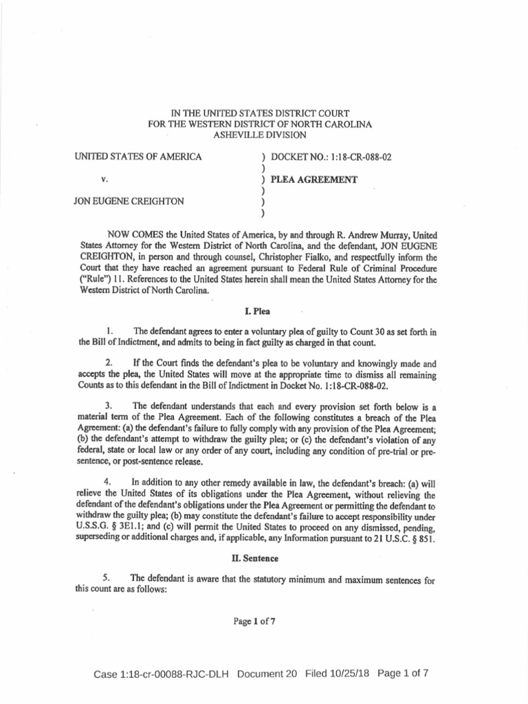 Jon Creighton Plea Agreement PDF