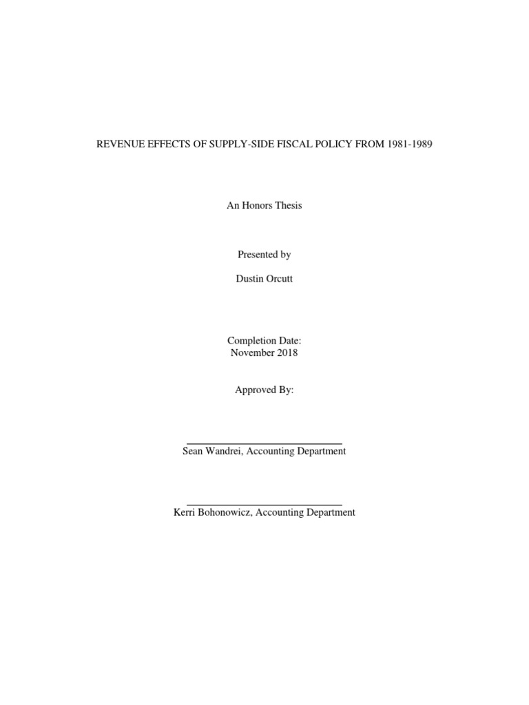 Thesis Rough Draft 10 25 18 Pdf Supply Side Economics Taxes