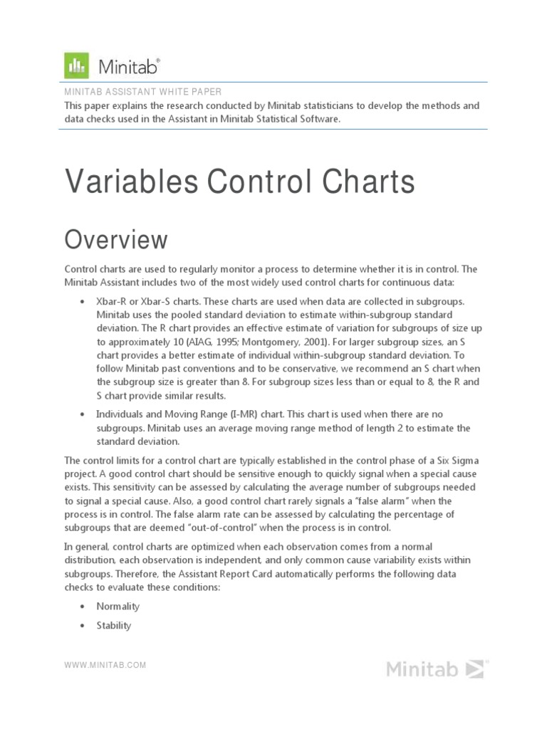 Variables Control Charts: Minitab Assistant White Paper | PDF ...