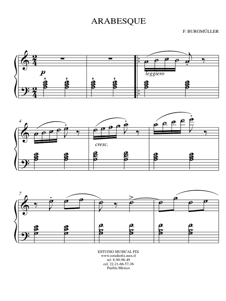 Partituras de Arabesque de Burgmüller | PDF