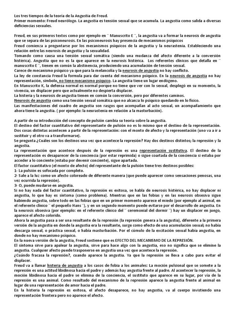 Los Tres Tiempos de La Teoría de La Angustia de Freud | PDF | Neurosis ...