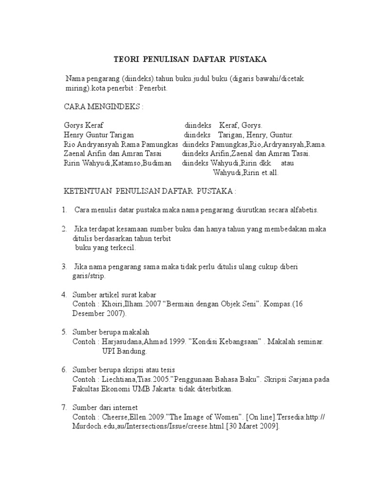 Kuis Teori Penulisan Daftar Pustaka