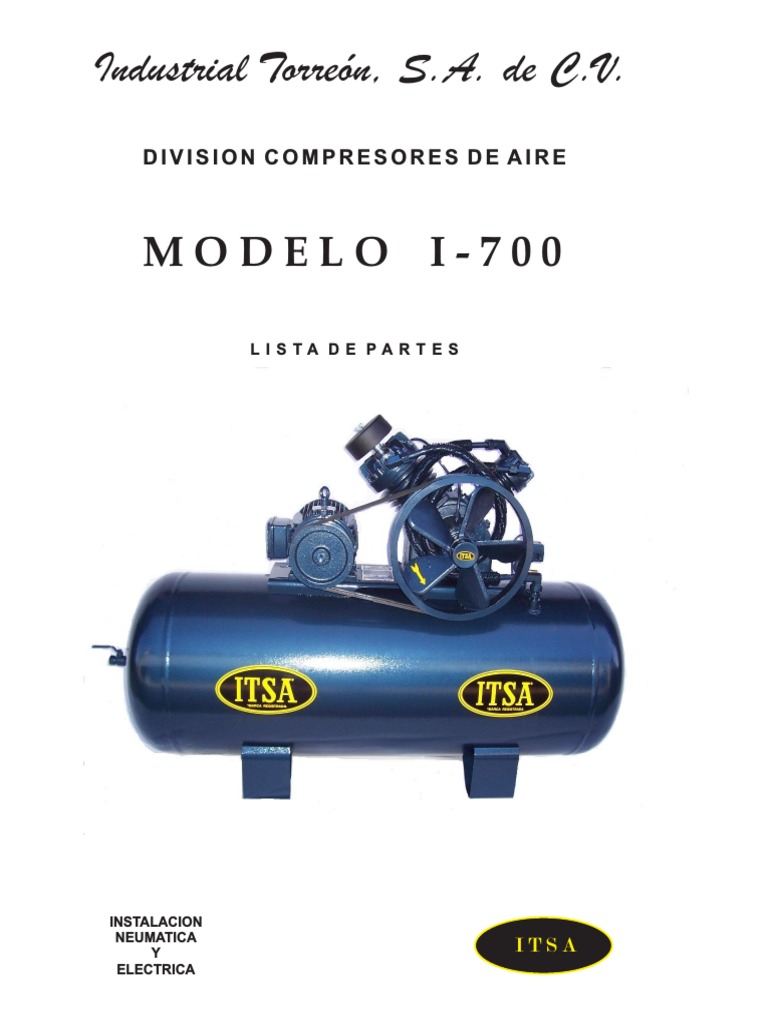Itsa Listado de Partes Compresor I-700 | PDF | Tornillo | Máquinas