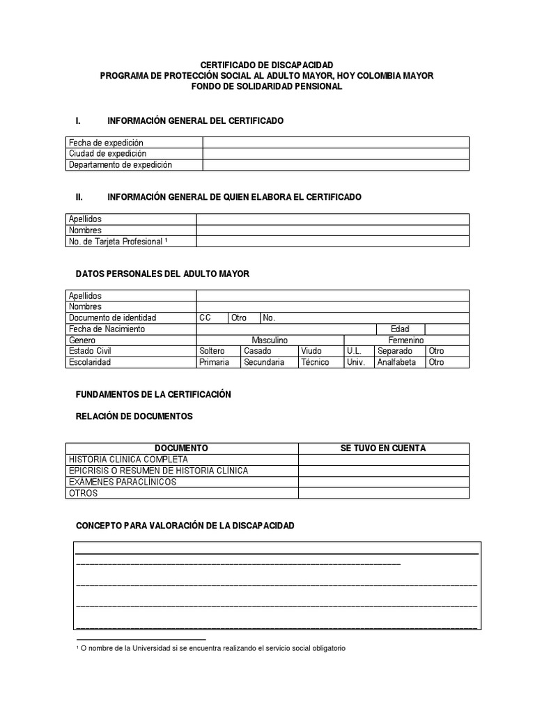 Certificado de Discapacidad en Colombia | PDF | Salud y bienestar ...