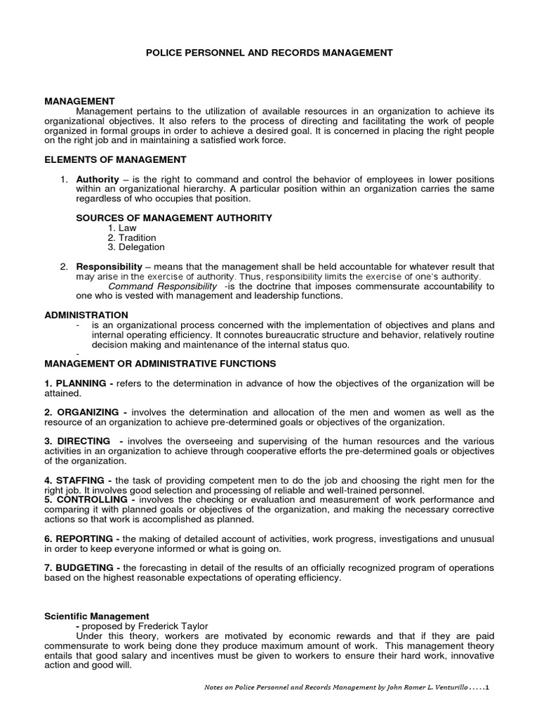 Police Personnel Management Overview | PDF | Records Management | Police