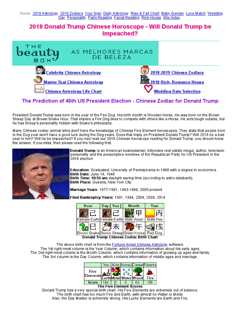 Donald Trump Chinese Horoscope PDF Horoscope Chinese Zodiac