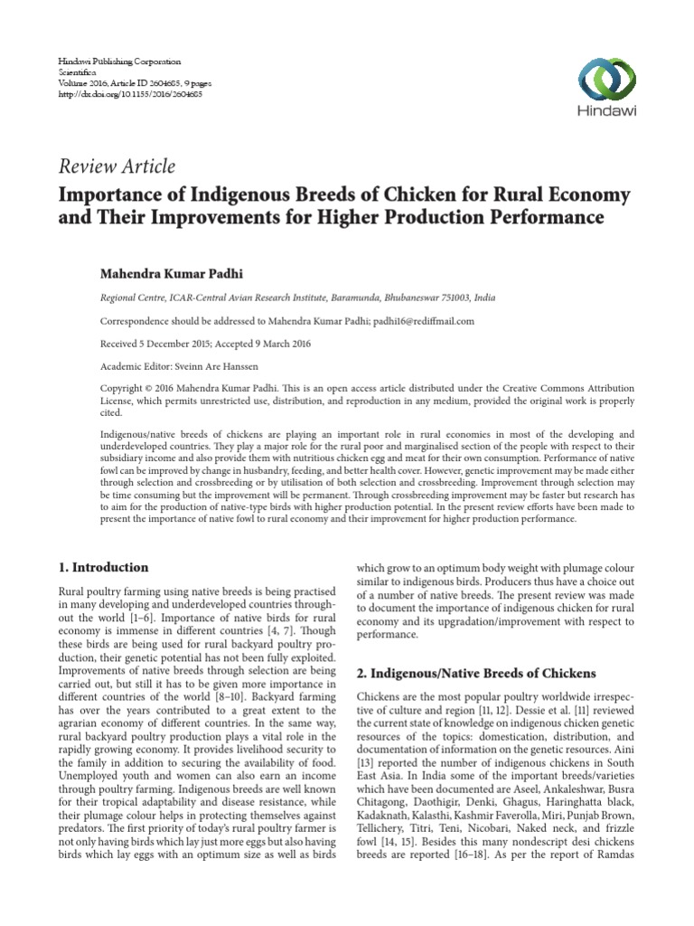 Importance of Indigenous Breeds of Chicken For Rural Economy | PDF ...