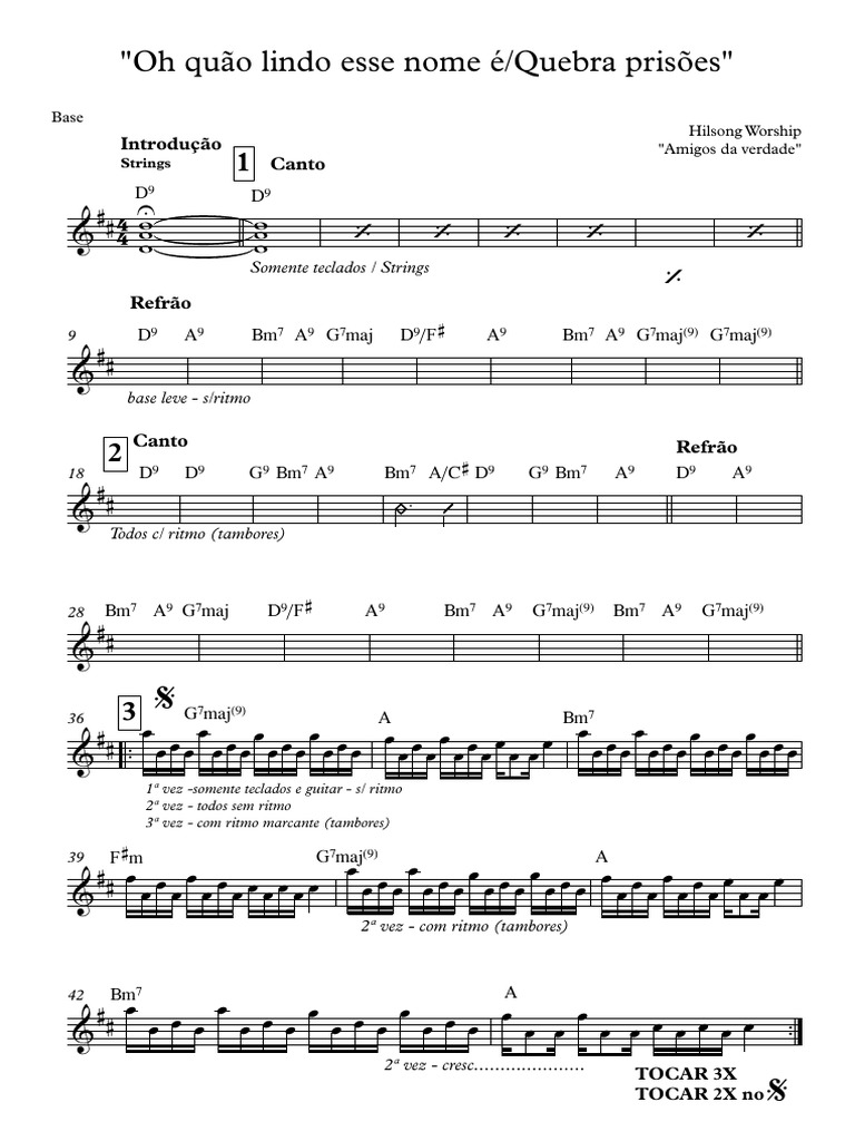 Quão Lindo Esse Nome É_break Every Chain Partitura Completa Notação